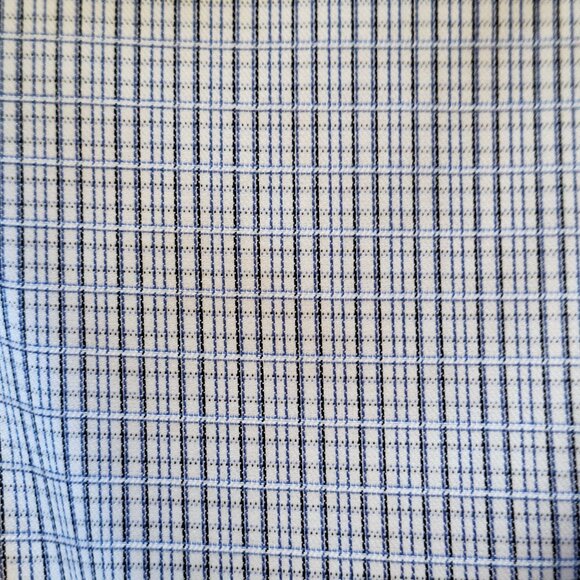 Slim-Fit Non-Iron Dress Shirt White with Blue Check Pattern 15.5 neck - Picture 3 of 10